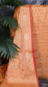 Pumpkin Orange Silk Cotton Floral Self Zari Woven Banaras Salwar